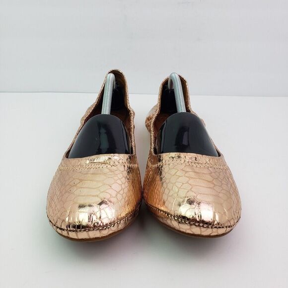 Lucky Brand Womens Sz 10 Rose Gold Snake Pattern Slip On Ballet Flats Shoes - Picture 9 of 13